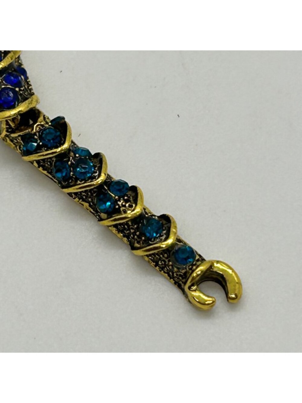 Dragonfly Brooch Articulated Tail Blue Teal Rhinestones Statement 5 inch Insect - Picture 8 of 16